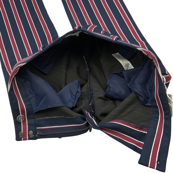 Frame Backstage Striped Trousers Pants 2 Navy Multi High Rise Straight Leg - Picture 6 of 12